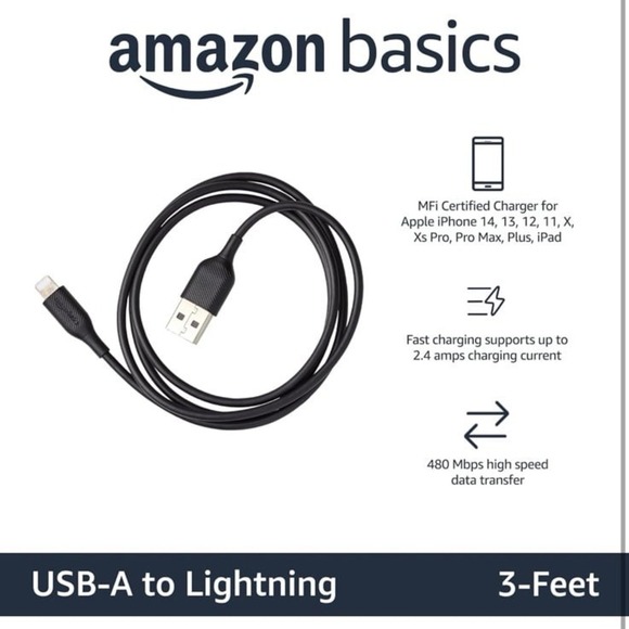 Amazon Basics 2-Pack USB-A to Lightning ABS Charger Cable, MFi Certified Charger - Picture 4 of 11